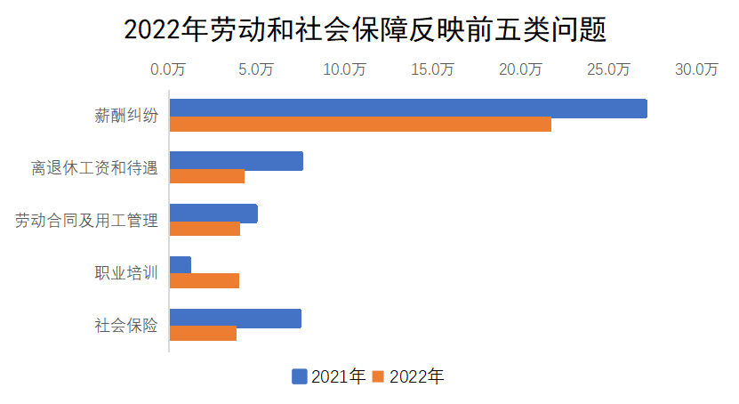 2022年劳动和社会保障反映前五类问题