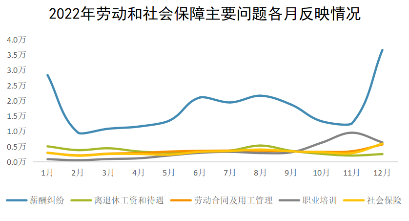 2022年劳动和社会保障主要问题各月反映情况